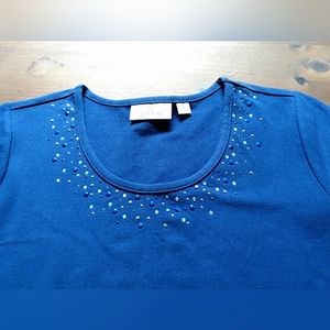 NWOT Quacker Factory Rhinestone Scoop Neck Top